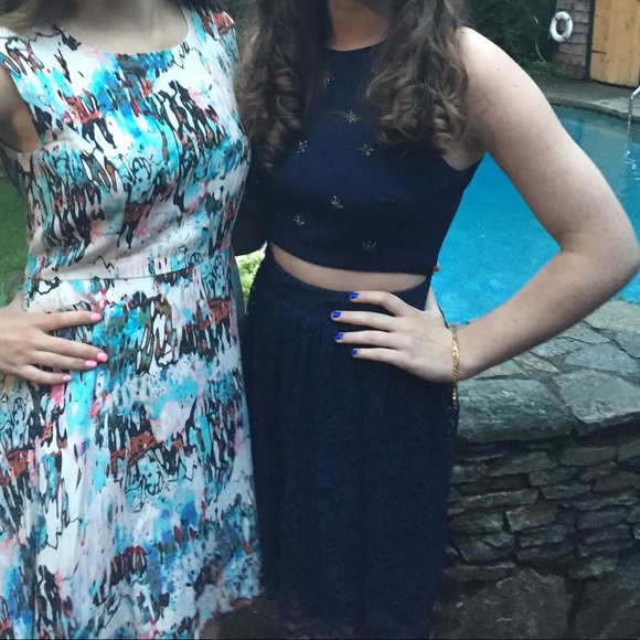 Two Piece Royal Blue Dress - Picture 2 of 8